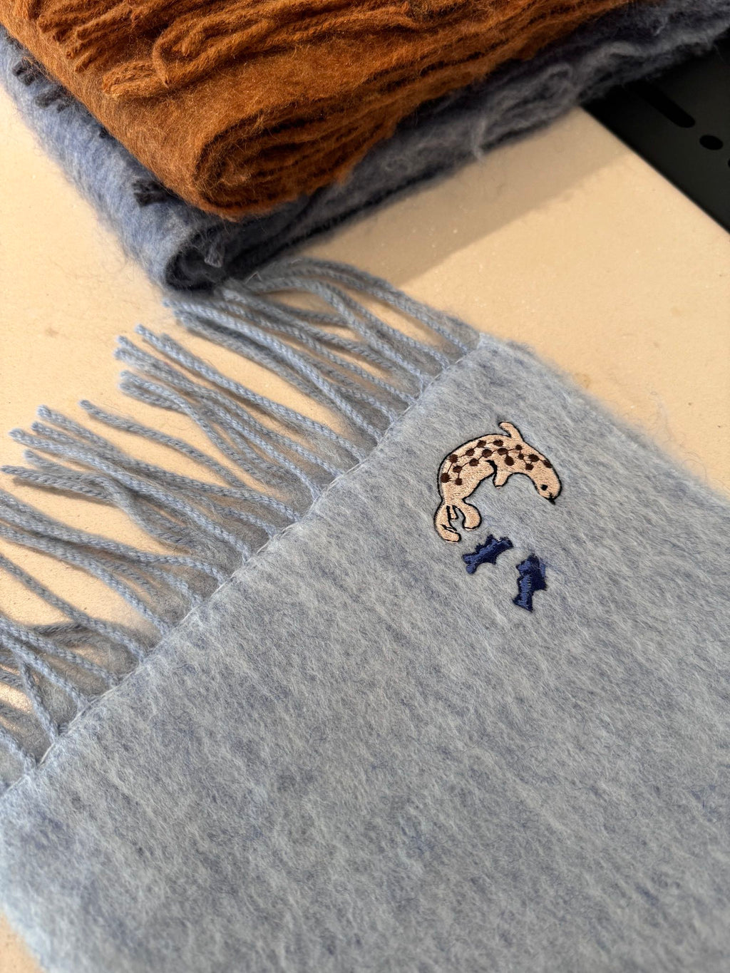 LOEWE SCARF 185 CM IN LIGHT BLUE MOHAIR AND WOOL 381040
