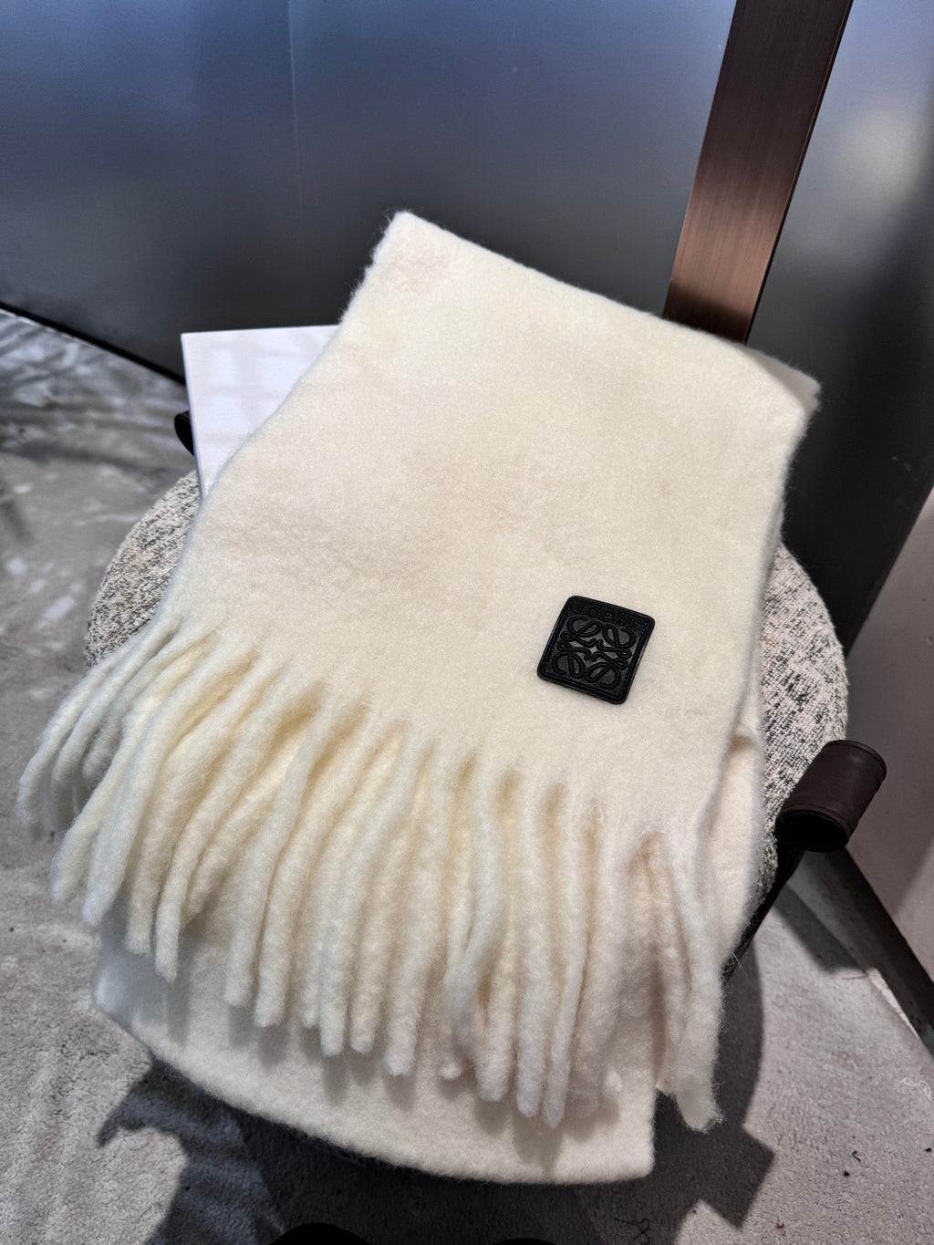 LOEWE SCARF 185 CM IN WHITE WOOL 390876
