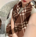 BURBERRY CHECK WOOL SCARF 180 CM CHOCOLATE BROWN 407405