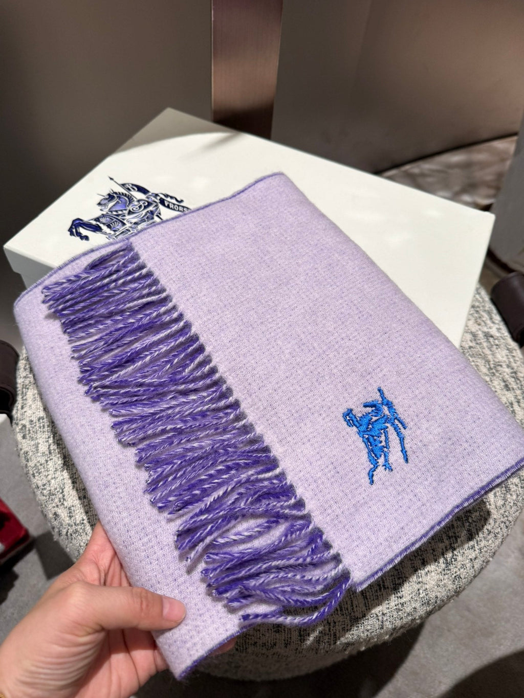 BURBERRY REVERSIBLE SCARF 180 CM IN VIOLET PURPLE CASHMERE 407411