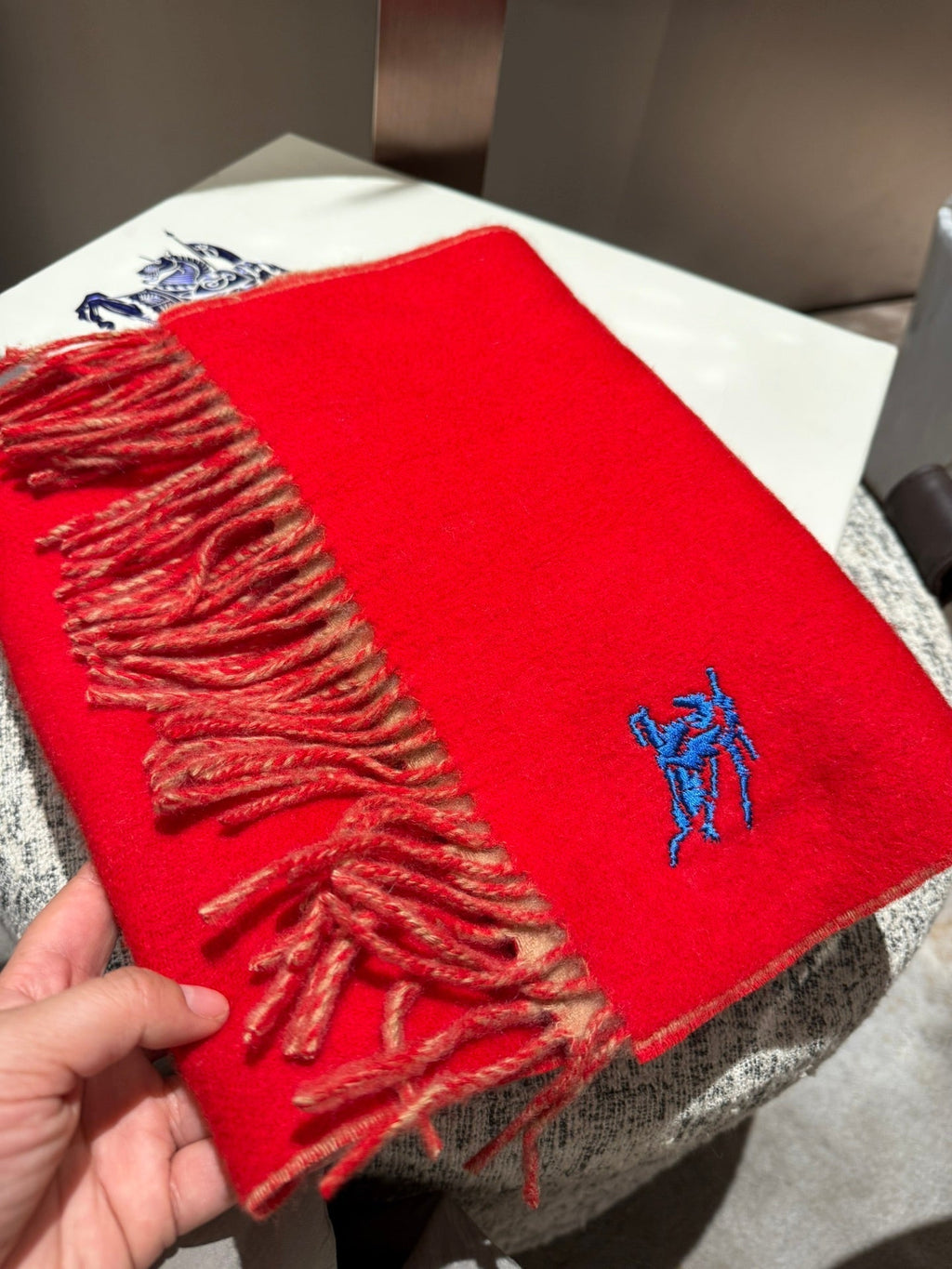 BURBERRY REVERSIBLE SCARF 180 CM IN RED CASHMERE 407413