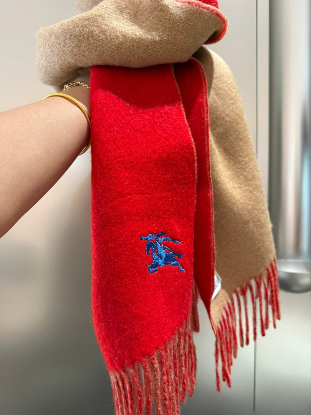 BURBERRY REVERSIBLE SCARF 180 CM IN RED CASHMERE 407413