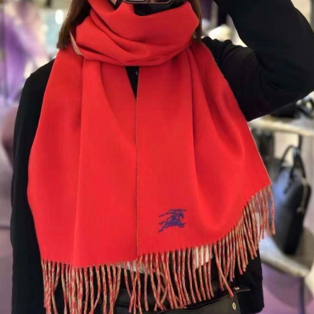 BURBERRY REVERSIBLE SCARF 180 CM IN RED CASHMERE 407413