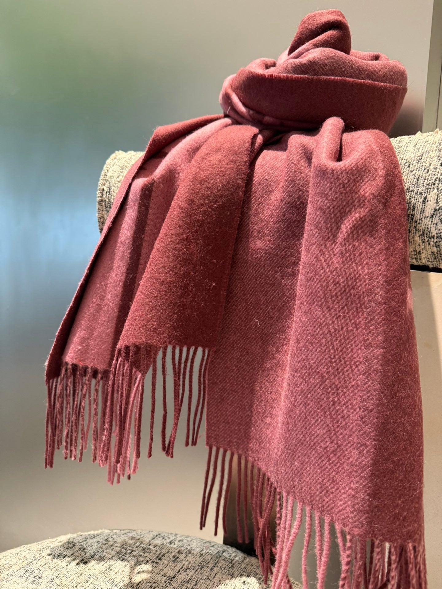 COACH SCARF 200 CM IN SANGRIA RED MIX ROUGE PINK WOOL AND CASHMERE 411536