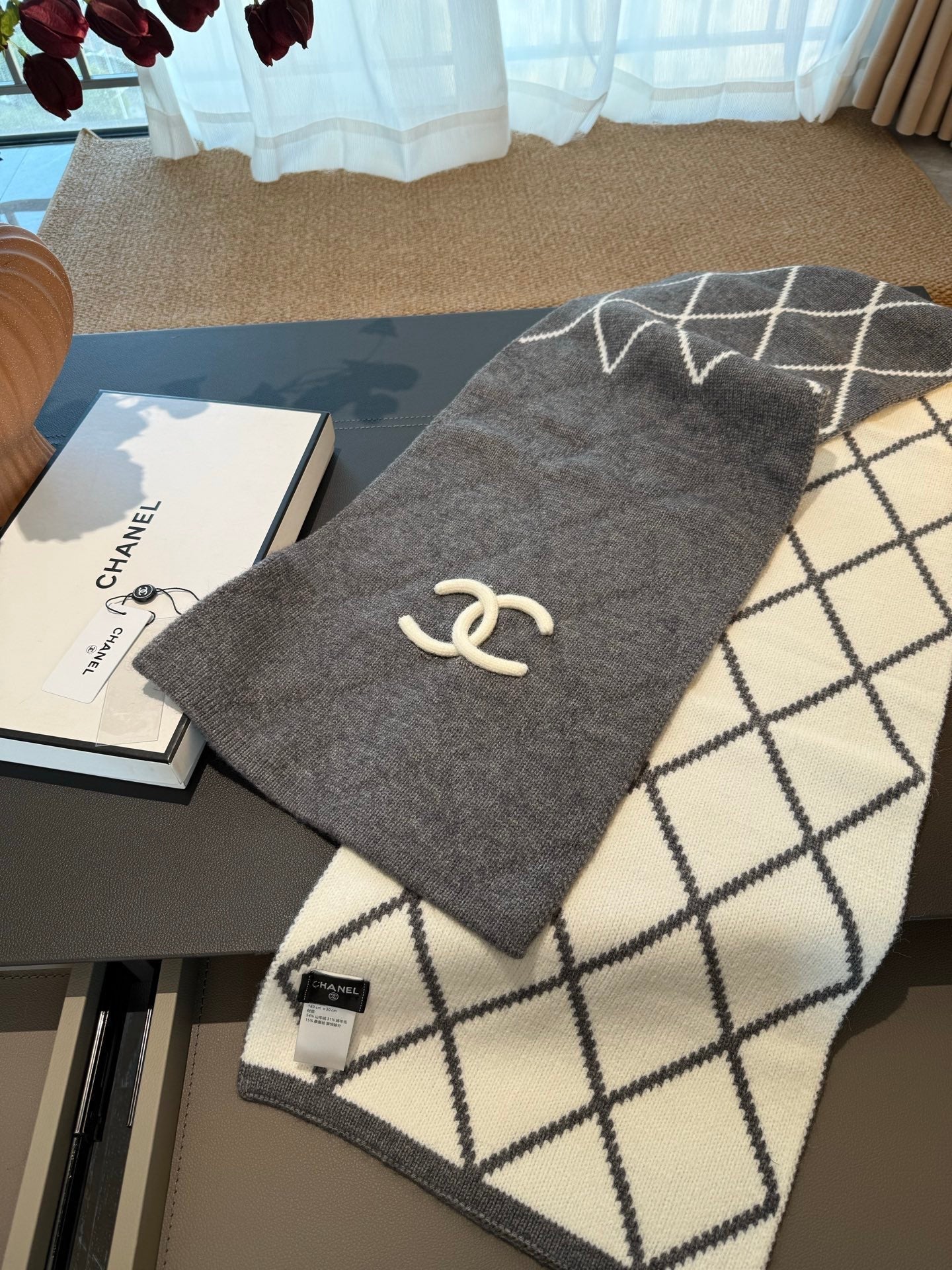 CHANEL 25S SCARF 180 CM IN WOOL CASHMERE 943029