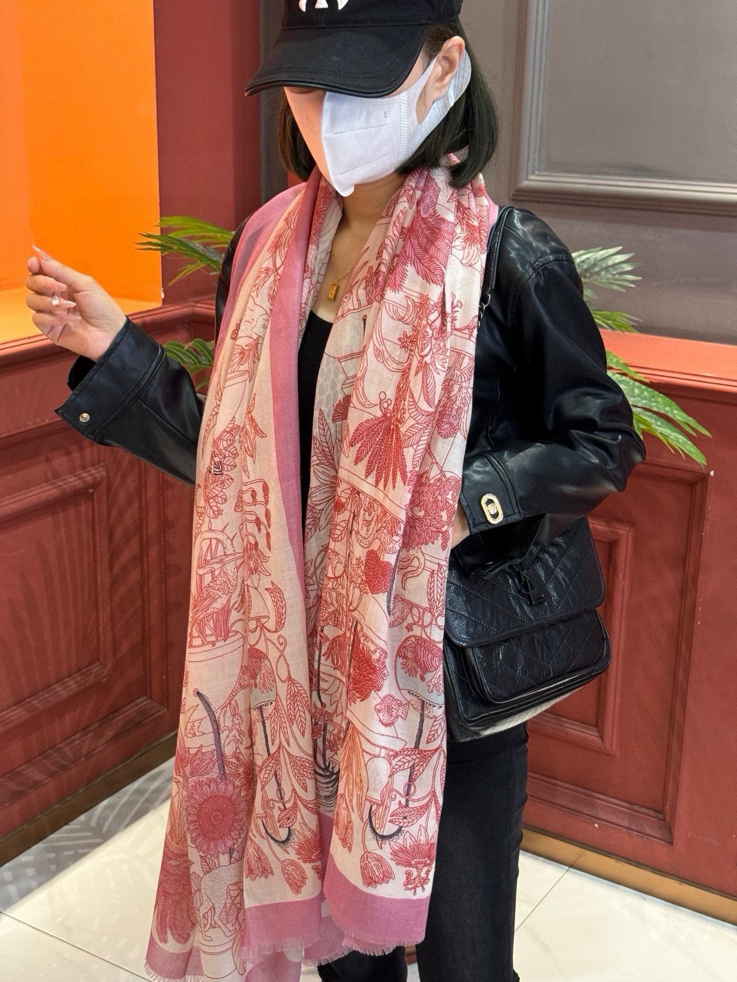 HERMES EXOTIC PARADISE CASERE SCARF 200 CM CREPE PINK MIX COLORFUL CASERE