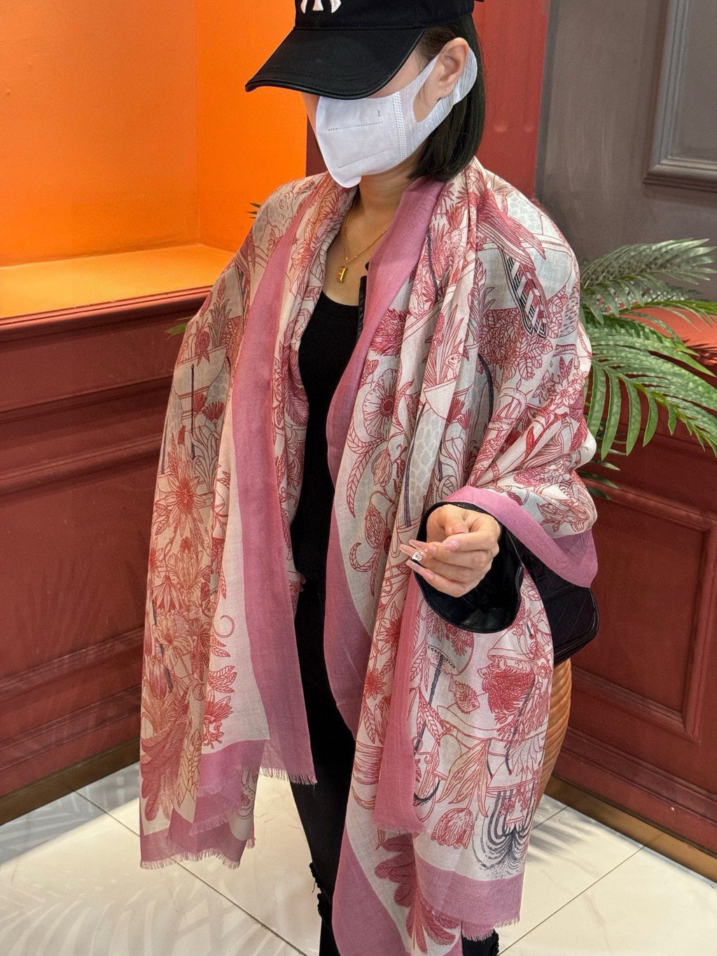 HERMES EXOTIC PARADISE CASERE SCARF 200 CM CREPE PINK MIX COLORFUL CASERE