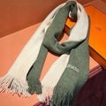 HERMES HIGH-END SCARF 180 IN MOSS GREEN MIX BEIGE CASERE
