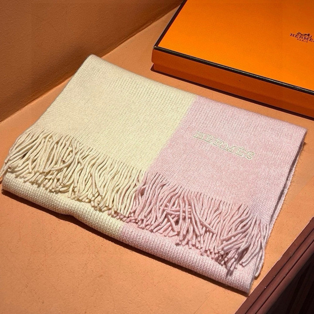 HERMES HIGH-END SCARF 180 IN LIGHT PINK MIX BEIGE CASERE