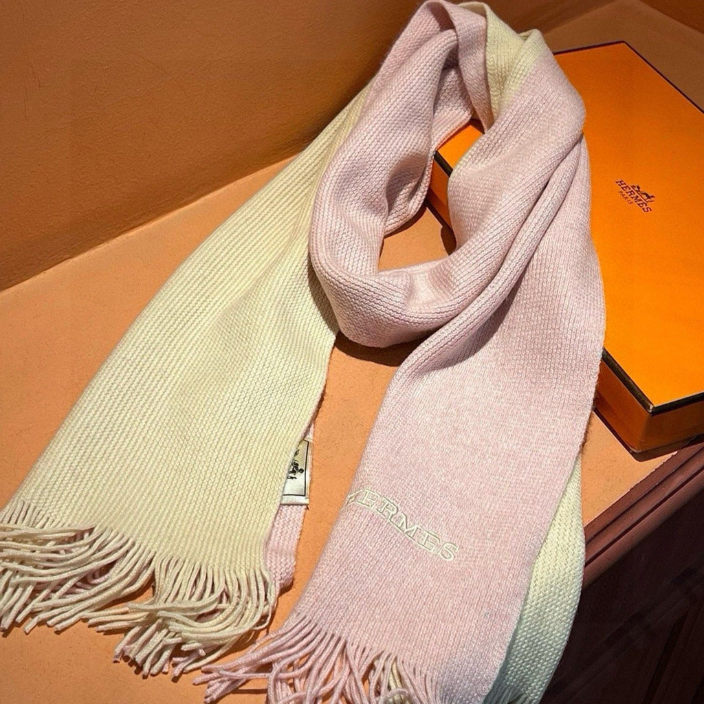 HERMES HIGH-END SCARF 180 IN LIGHT PINK MIX BEIGE CASERE