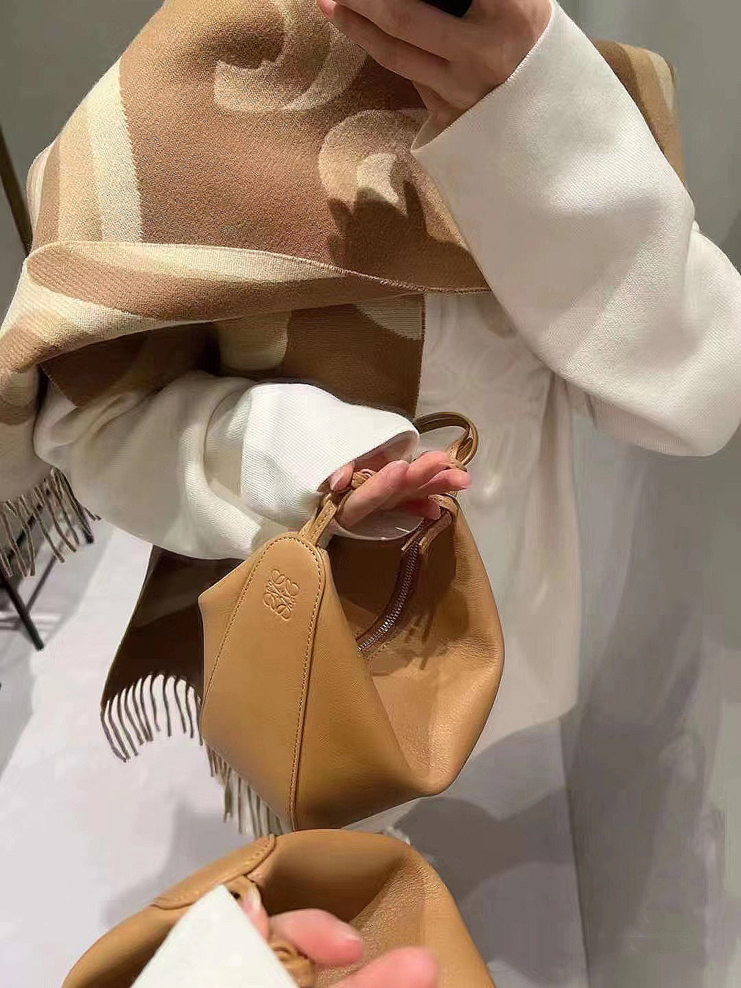 LOEWE SCARF 190 CM IN CINNAMON BROWN WOOL 408745