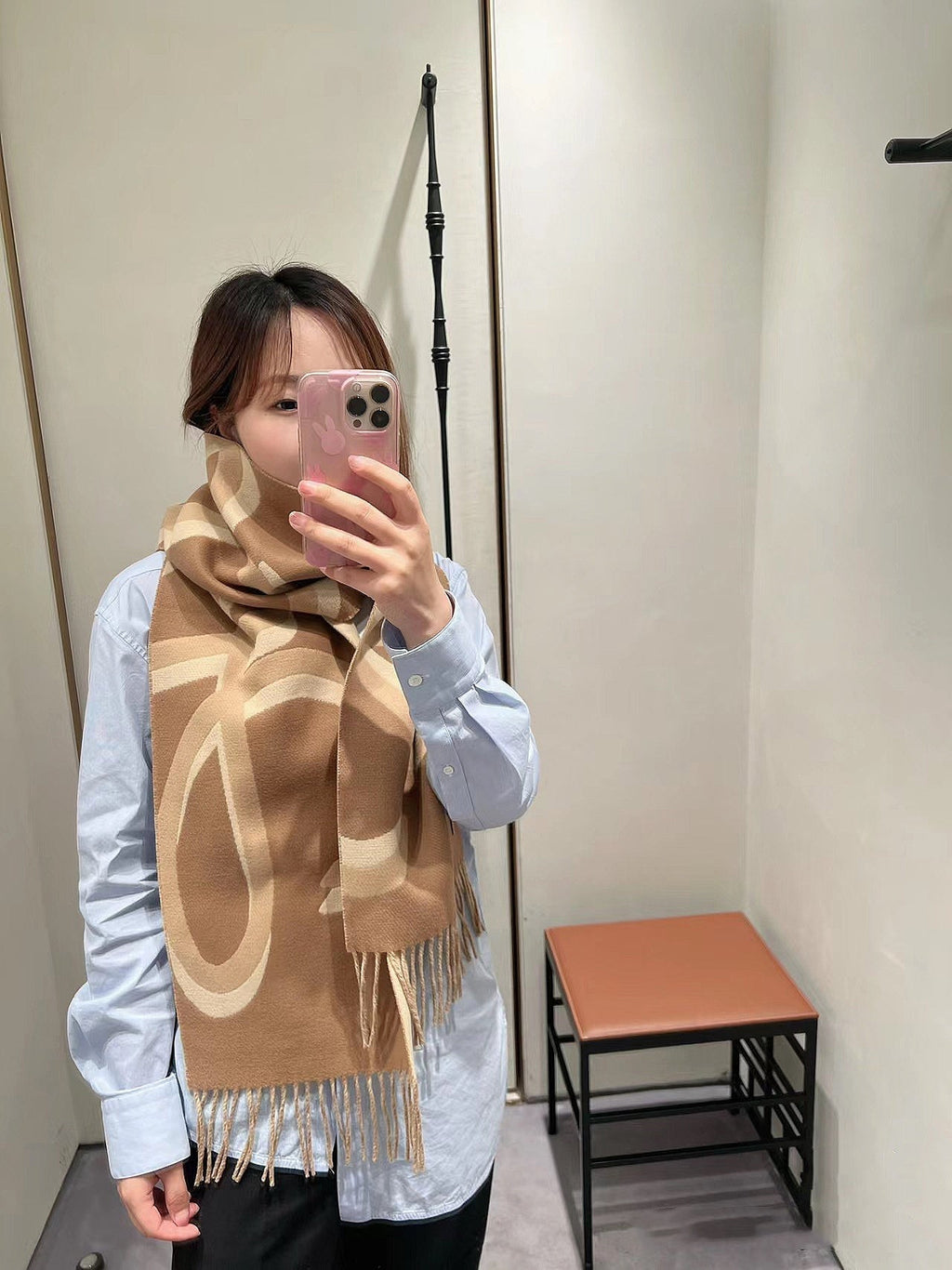 LOEWE SCARF 190 CM IN CINNAMON BROWN WOOL 408745