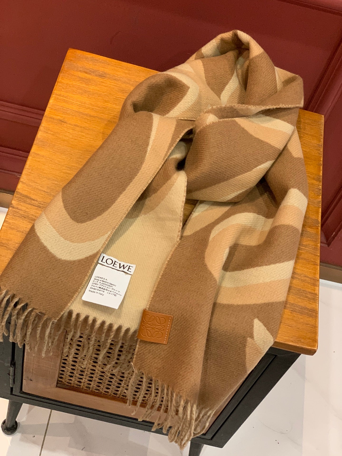 LOEWE SCARF 190 CM IN CINNAMON BROWN WOOL 408745