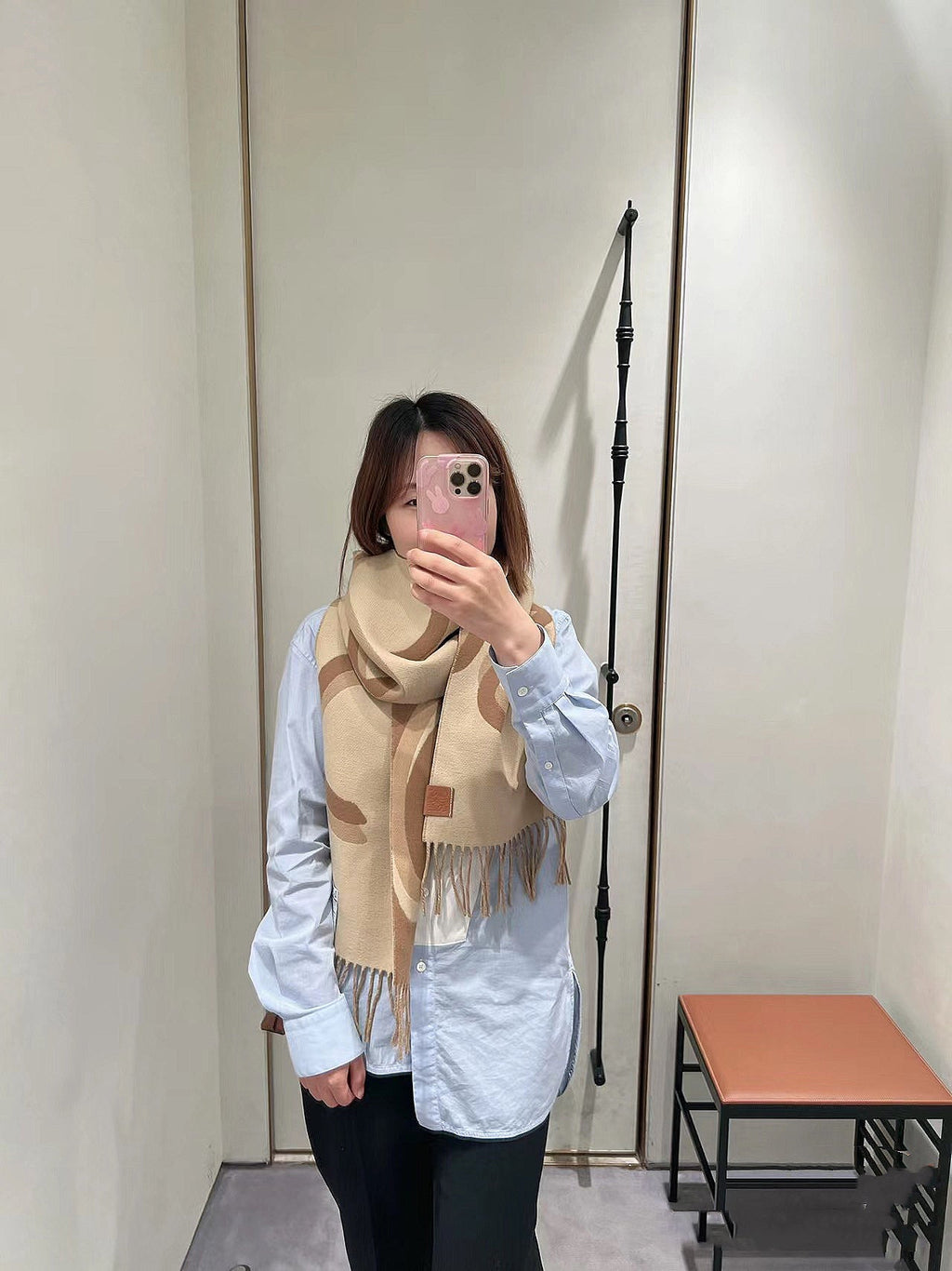 LOEWE SCARF 190 CM IN CINNAMON BROWN WOOL 408745