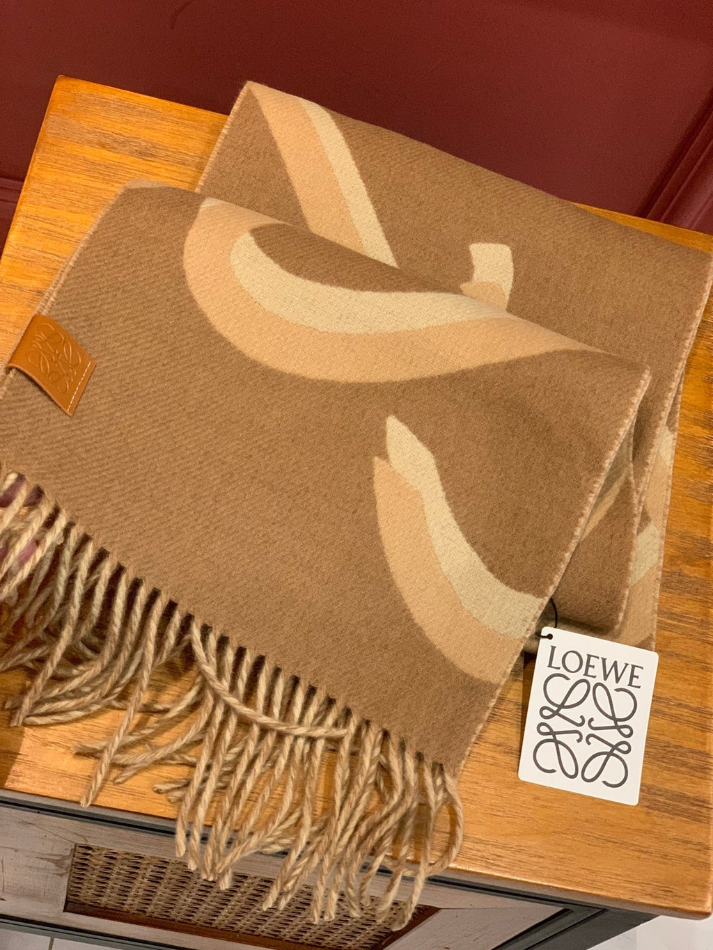 LOEWE SCARF 190 CM IN CINNAMON BROWN WOOL 408745