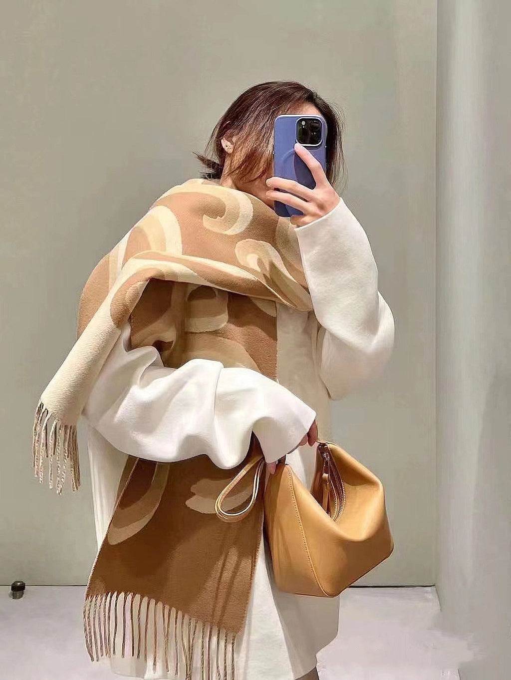 LOEWE SCARF 190 CM IN CINNAMON BROWN WOOL 408745