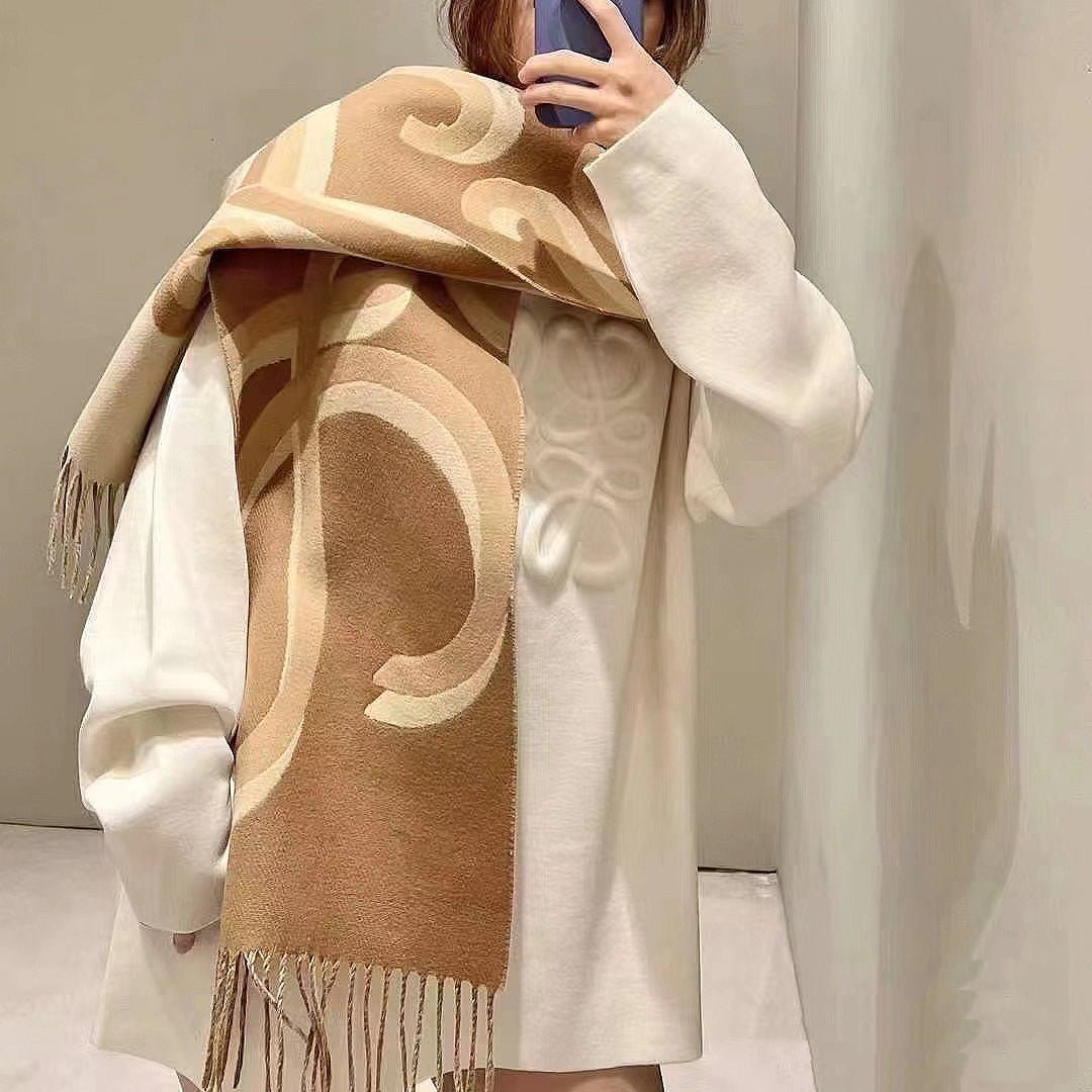 LOEWE SCARF 190 CM IN CINNAMON BROWN WOOL 408745