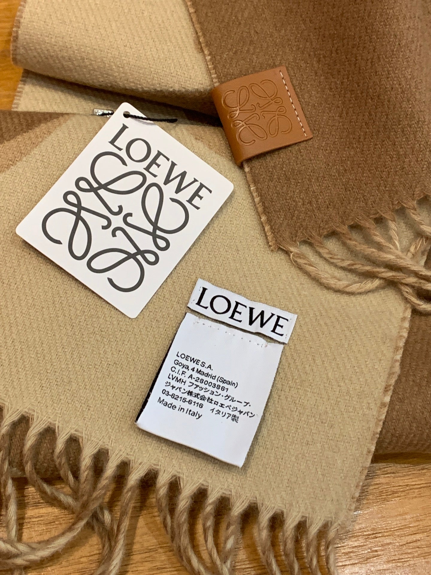 LOEWE SCARF 190 CM IN CINNAMON BROWN WOOL 408745