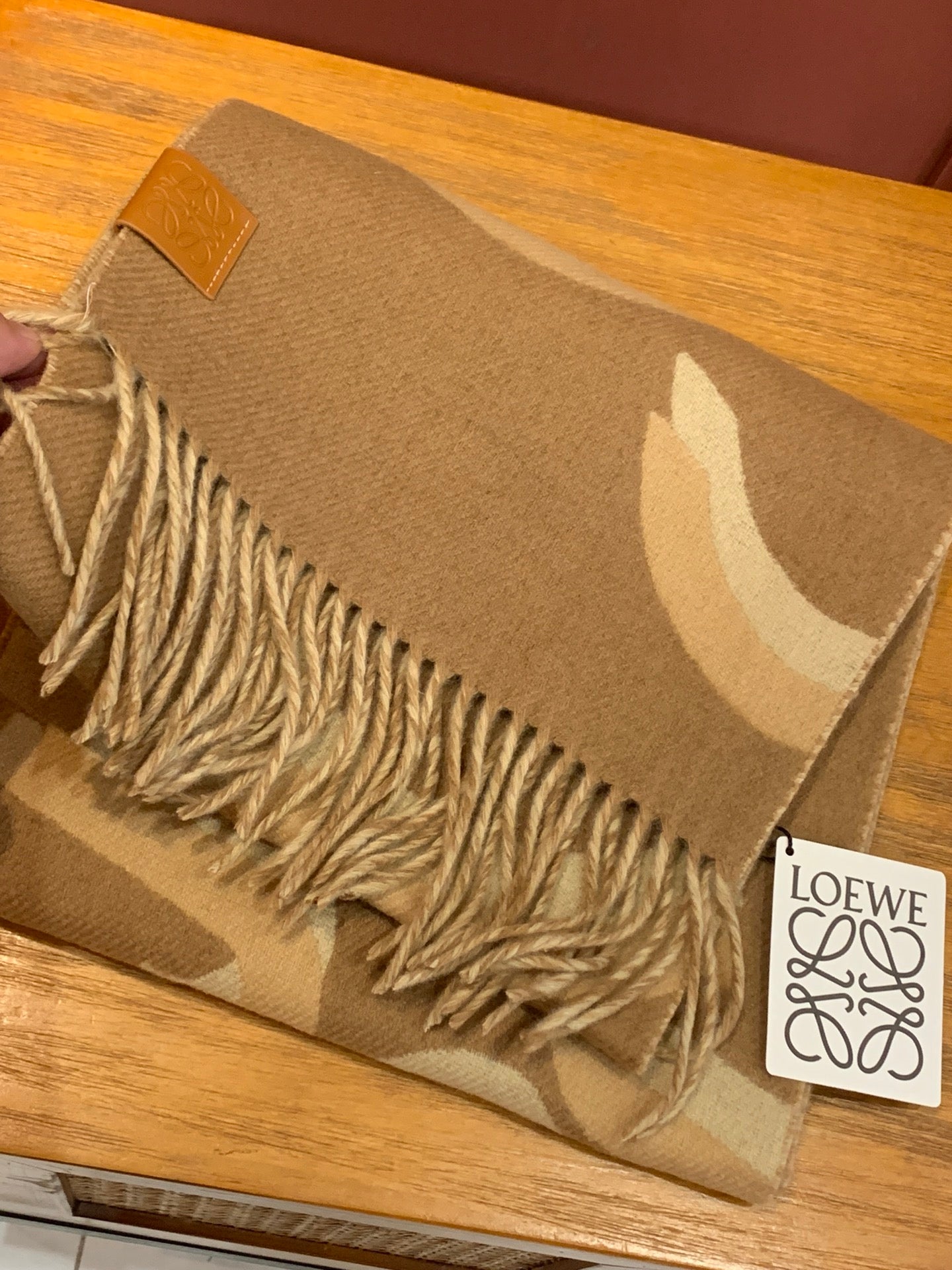 LOEWE SCARF 190 CM IN CINNAMON BROWN WOOL 408745