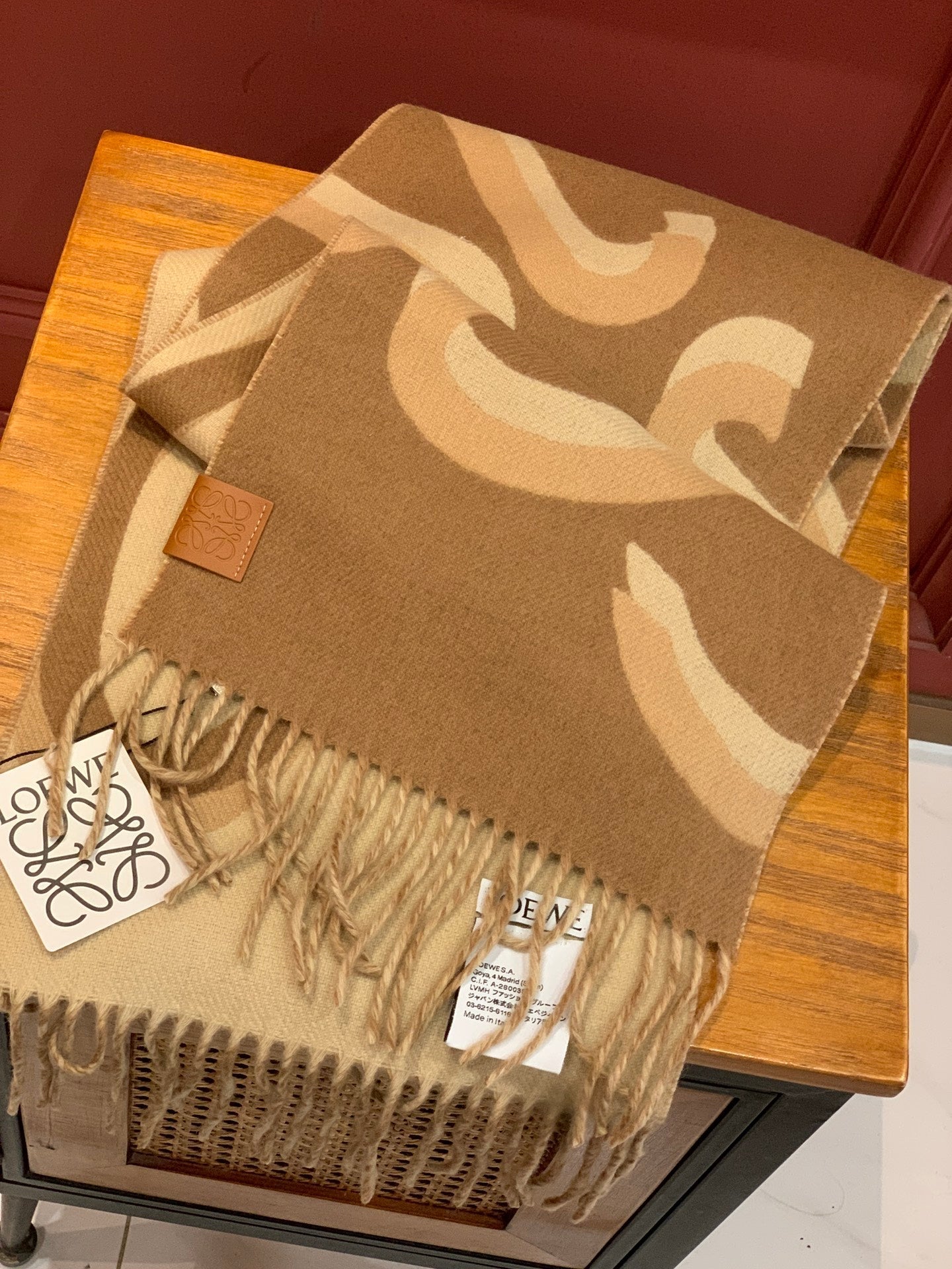 LOEWE SCARF 190 CM IN CINNAMON BROWN WOOL 408745