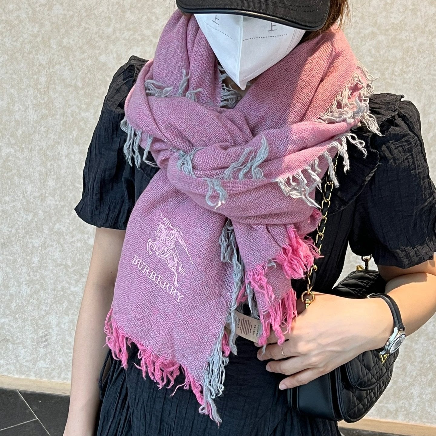 BURBERRY SCARF 200 CM IN FLAMINGO PINK CASHMERE 410225