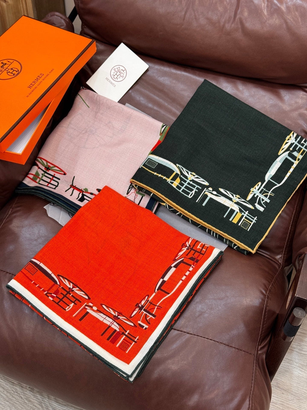 HERMES HERMES 25S SCARF 140 IN CASERE SILK 727320