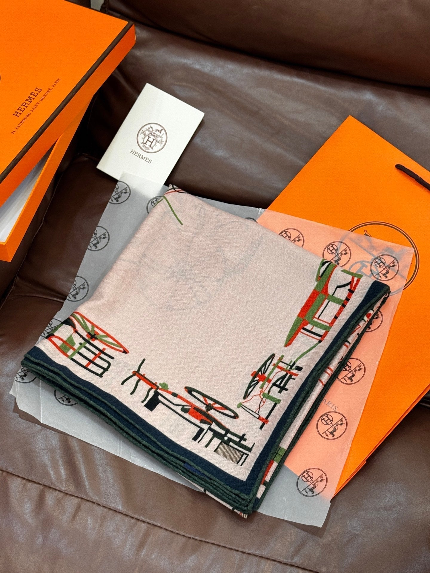 HERMES HERMES 25S SCARF 140 IN CASERE SILK 727319