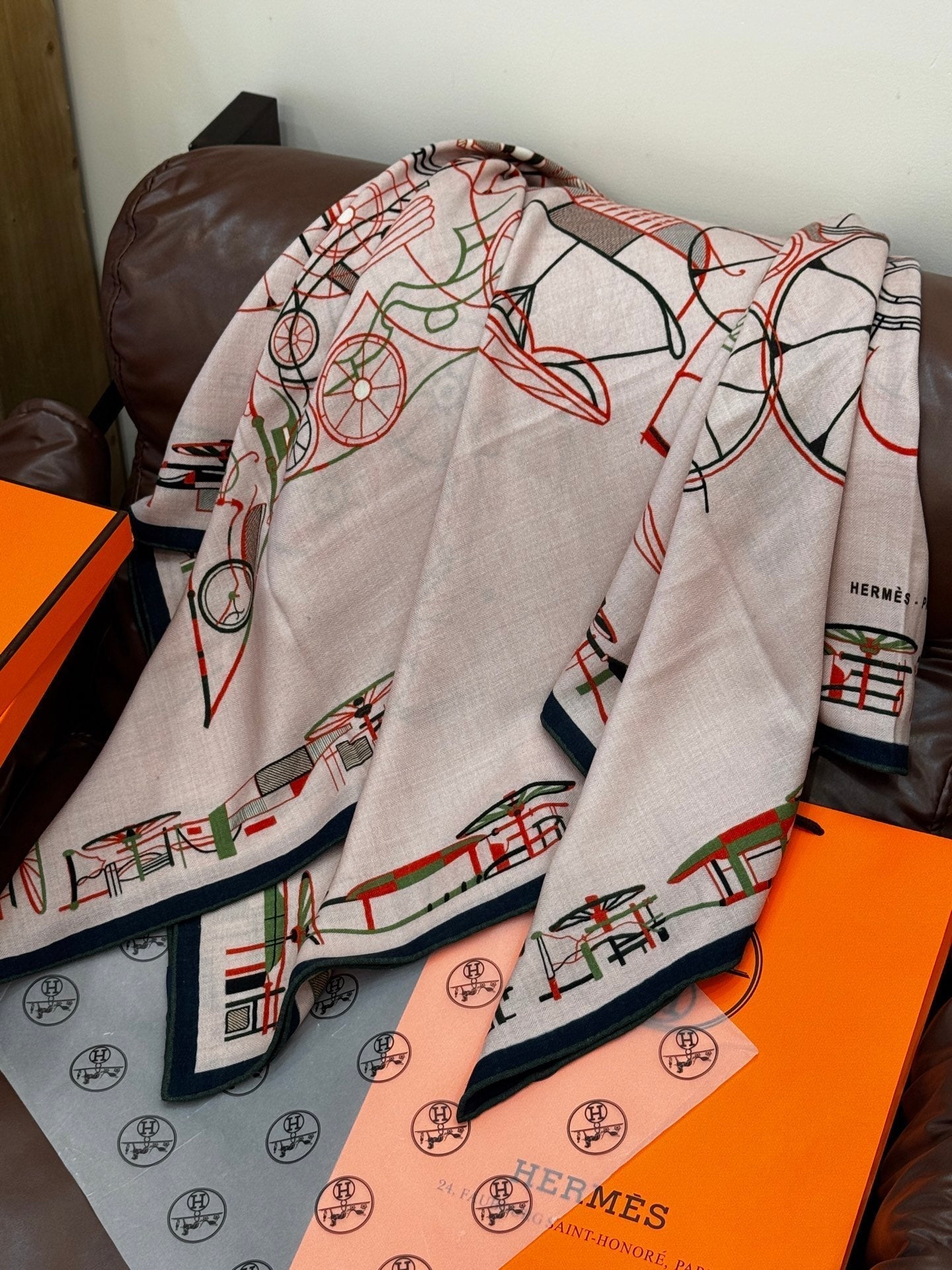 HERMES HERMES 25S SCARF 140 IN CASERE SILK 727319