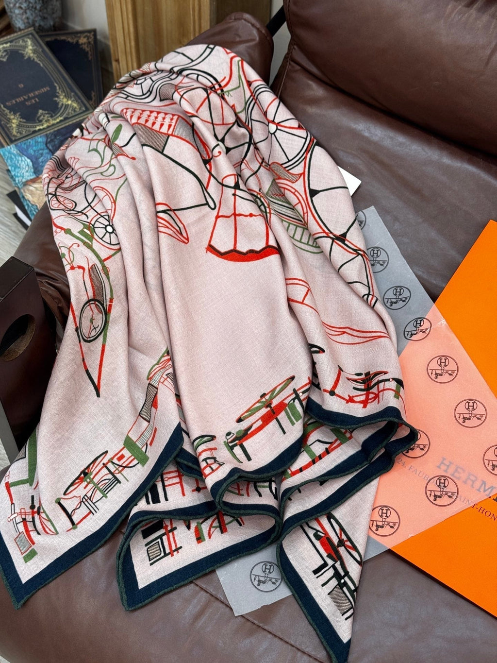 HERMES HERMES 25S SCARF 140 IN CASERE SILK 727319