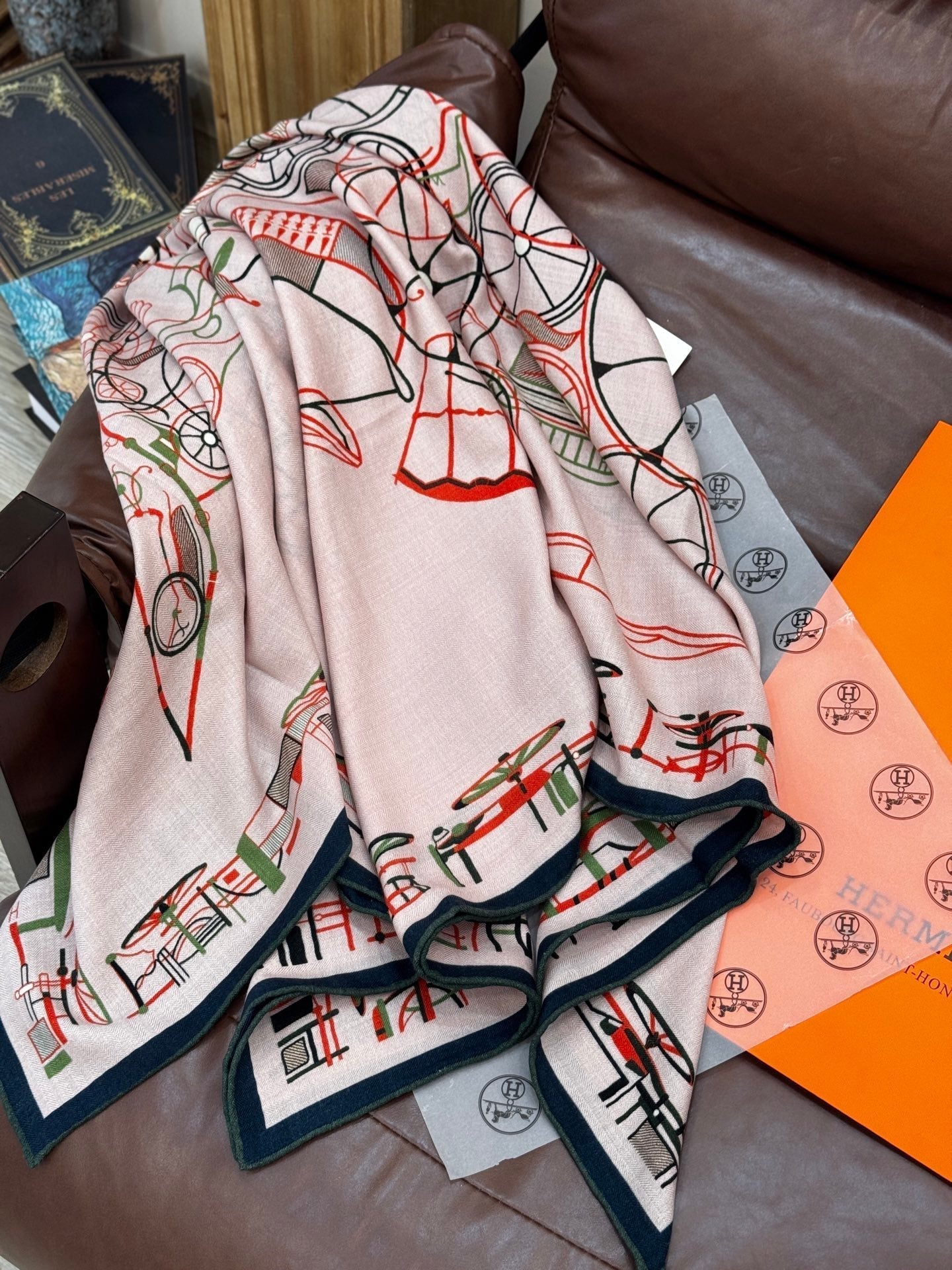 HERMES HERMES 25S SCARF 140 IN CASERE SILK 727319