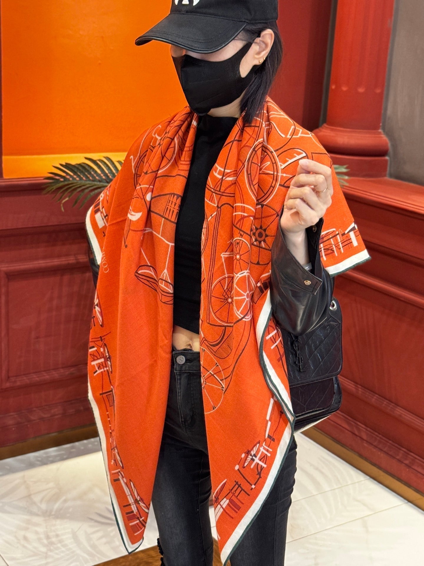 HERMES HERMES 25S SCARF 140 IN CASERE SILK 727321