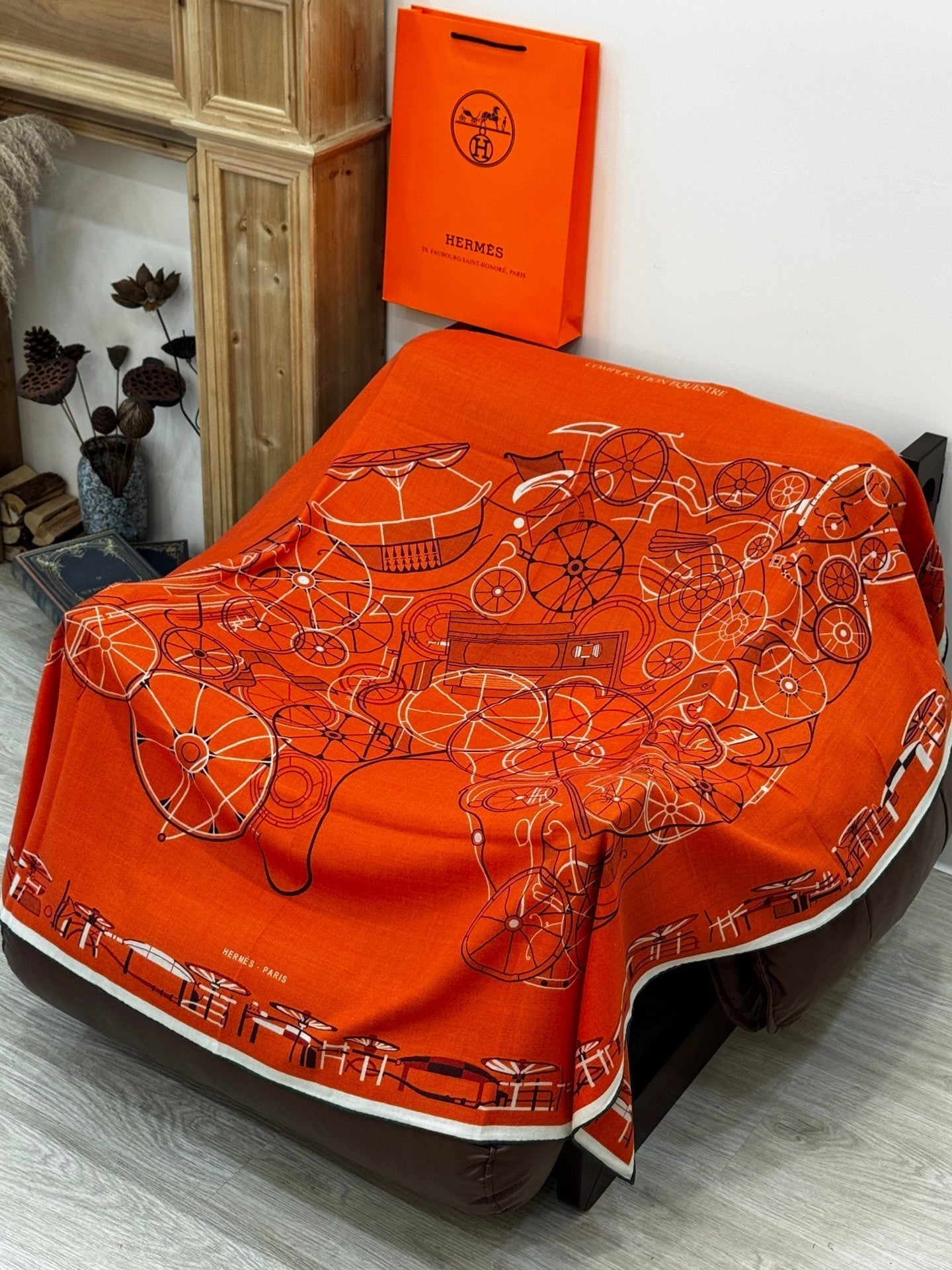 HERMES HERMES 25S SCARF 140 IN CASERE SILK 727321