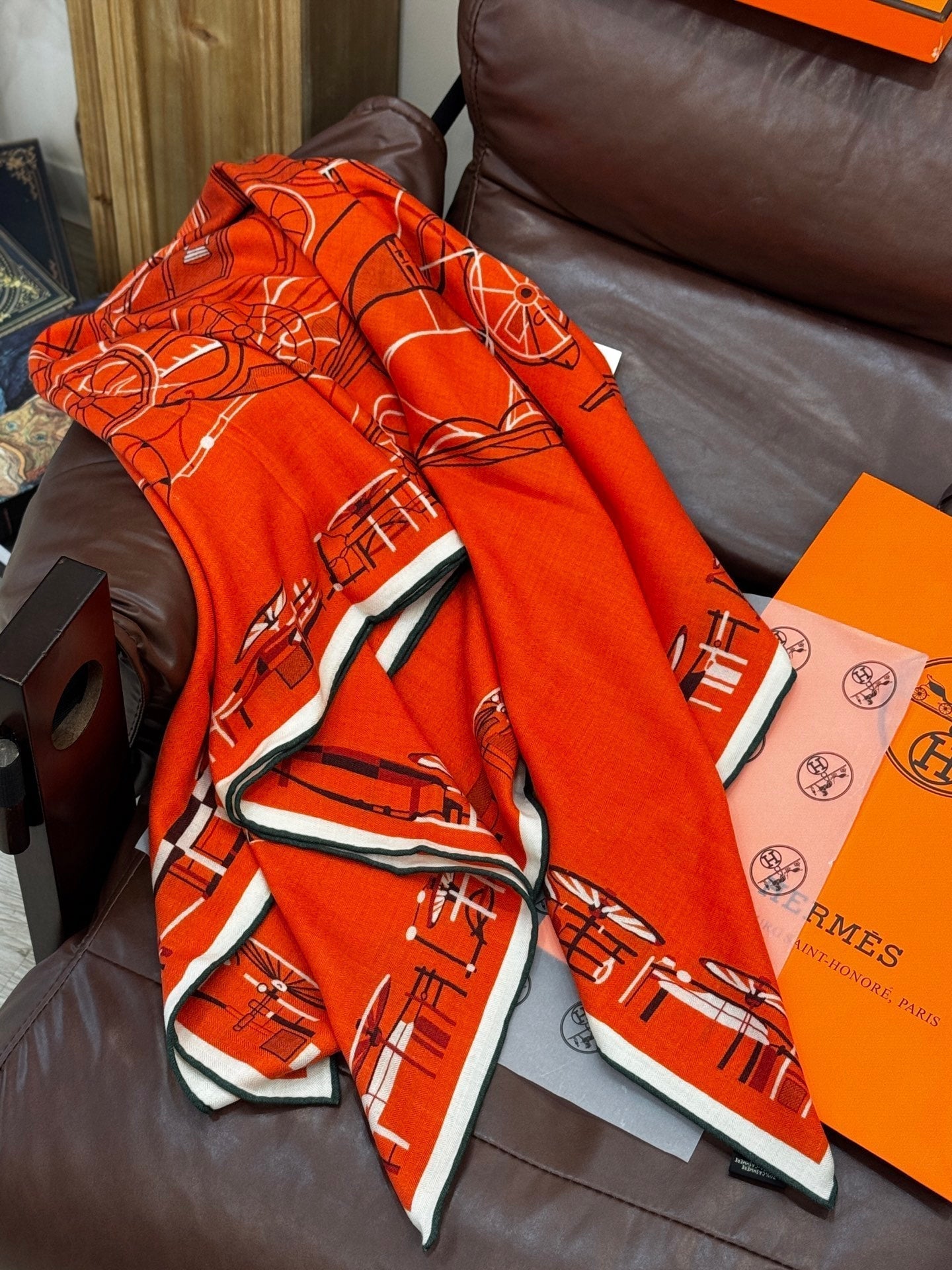 HERMES HERMES 25S SCARF 140 IN CASERE SILK 727321