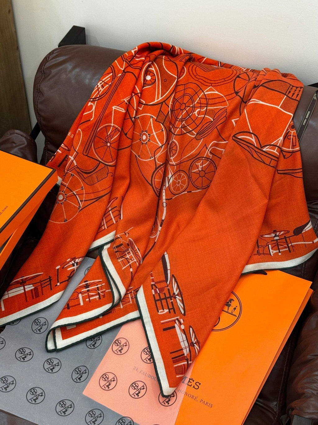 HERMES HERMES 25S SCARF 140 IN CASERE SILK 727321