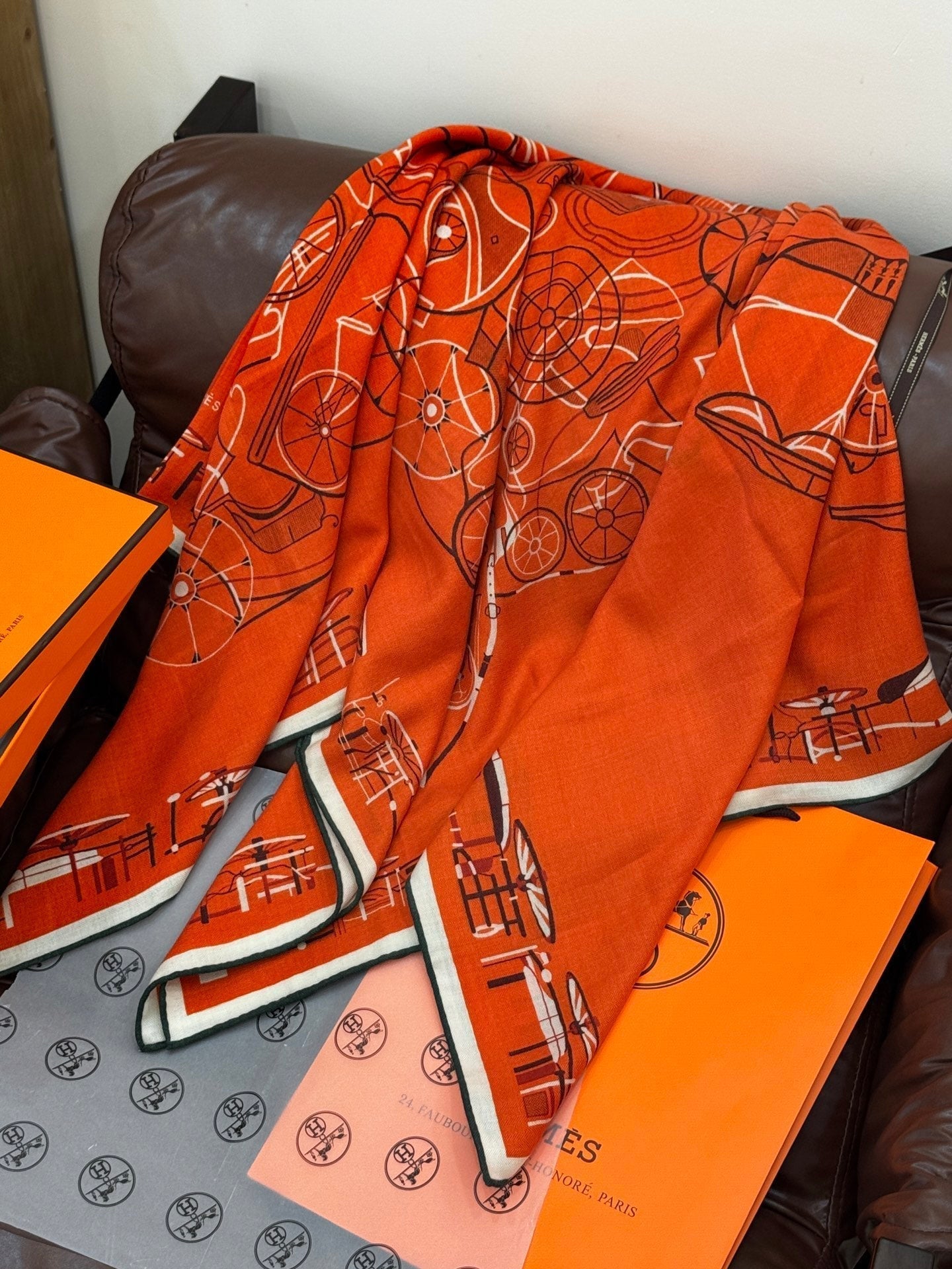 HERMES HERMES 25S SCARF 140 IN CASERE SILK 727321