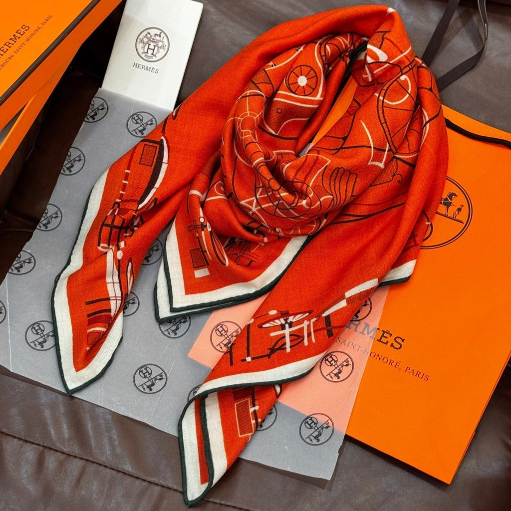 HERMES HERMES 25S SCARF 140 IN CASERE SILK 727321