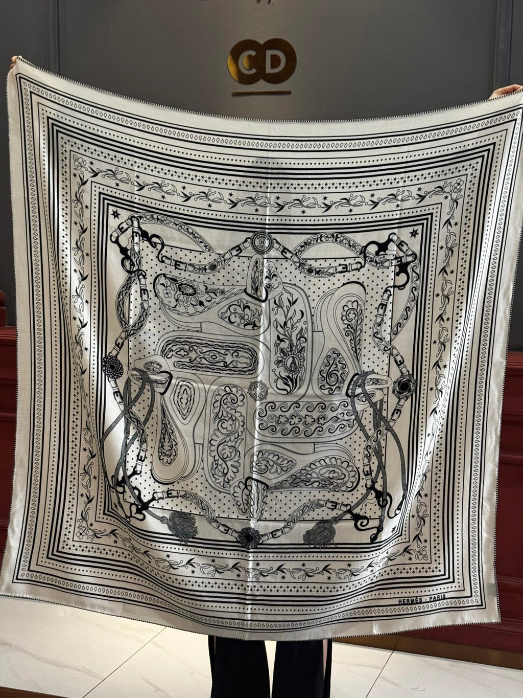HERMES HERMES 25S SCARF 140 IN CASERE SILK 727316