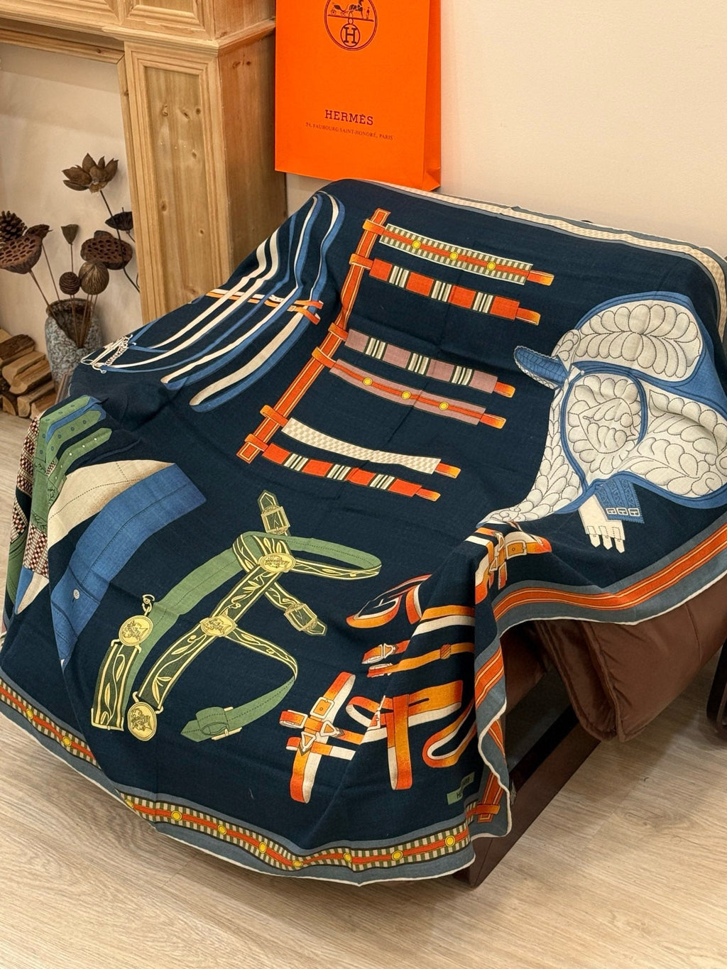 HERMES HERMES 25S SCARF 140 IN CASERE SILK 727300