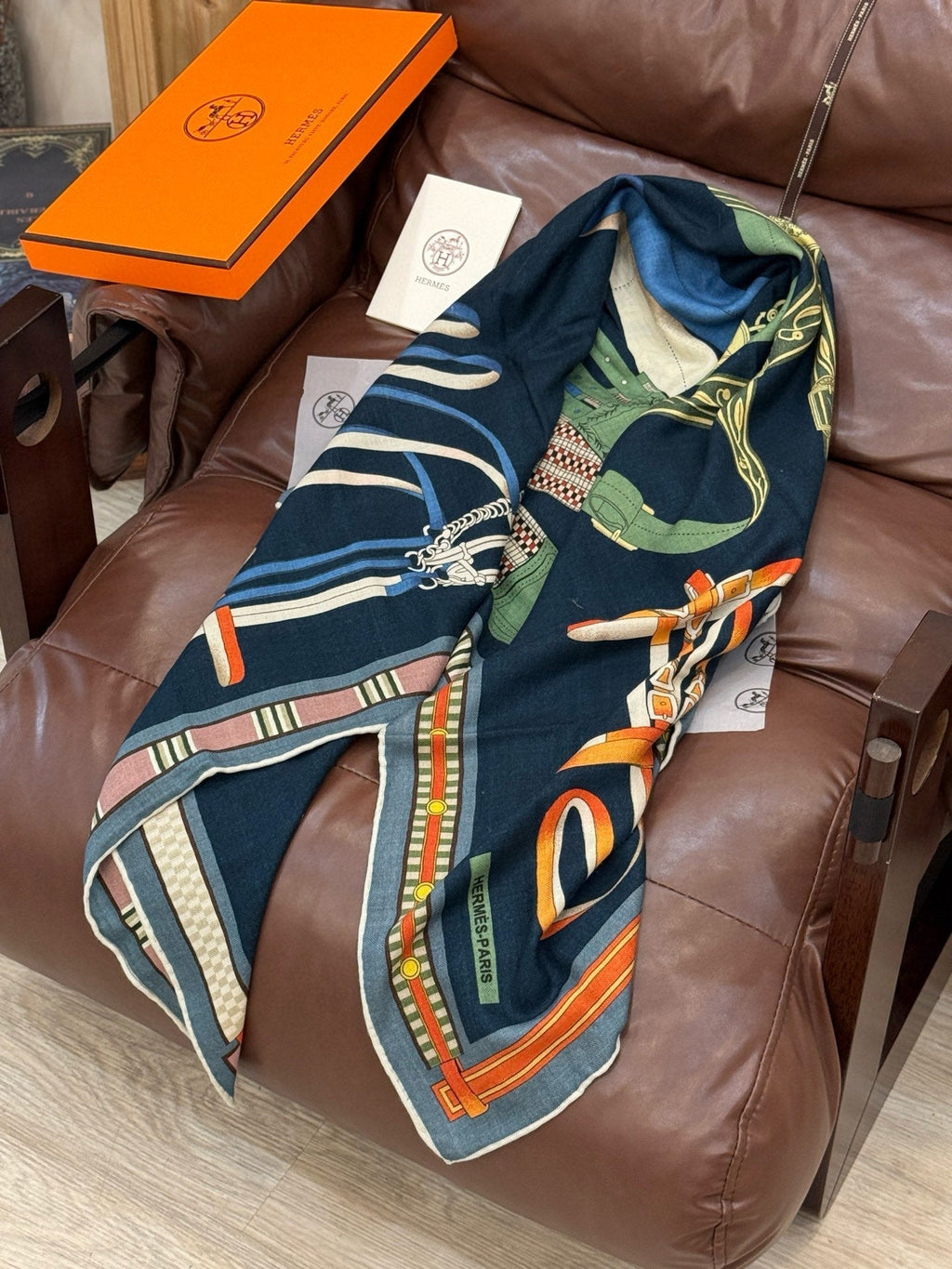 HERMES HERMES 25S SCARF 140 IN CASERE SILK 727300