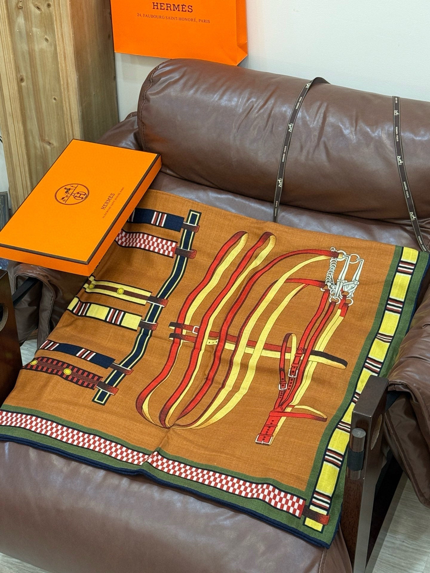 HERMES HERMES 25S SCARF 140 IN CASERE SILK 727301