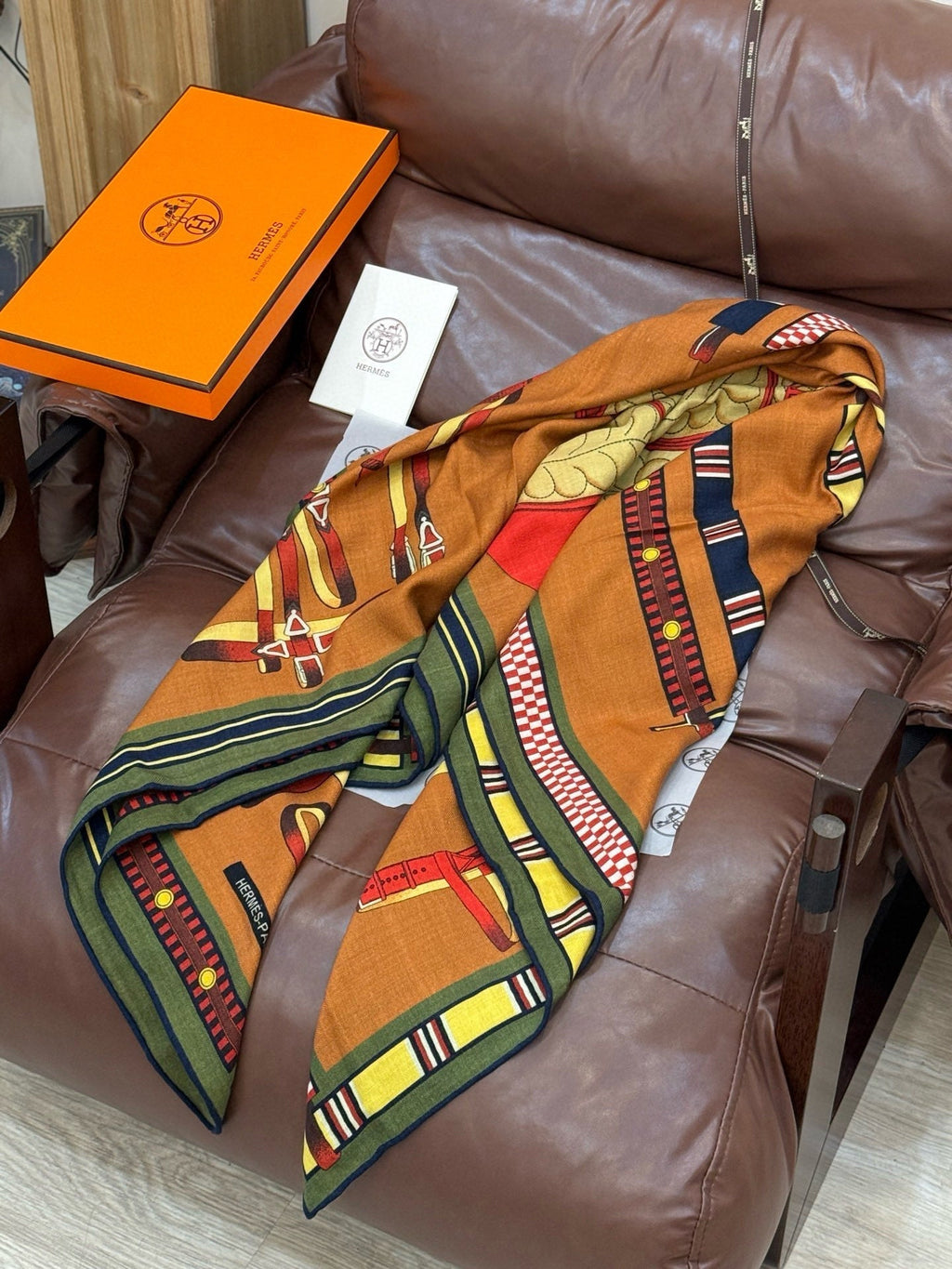 HERMES HERMES 25S SCARF 140 IN CASERE SILK 727301