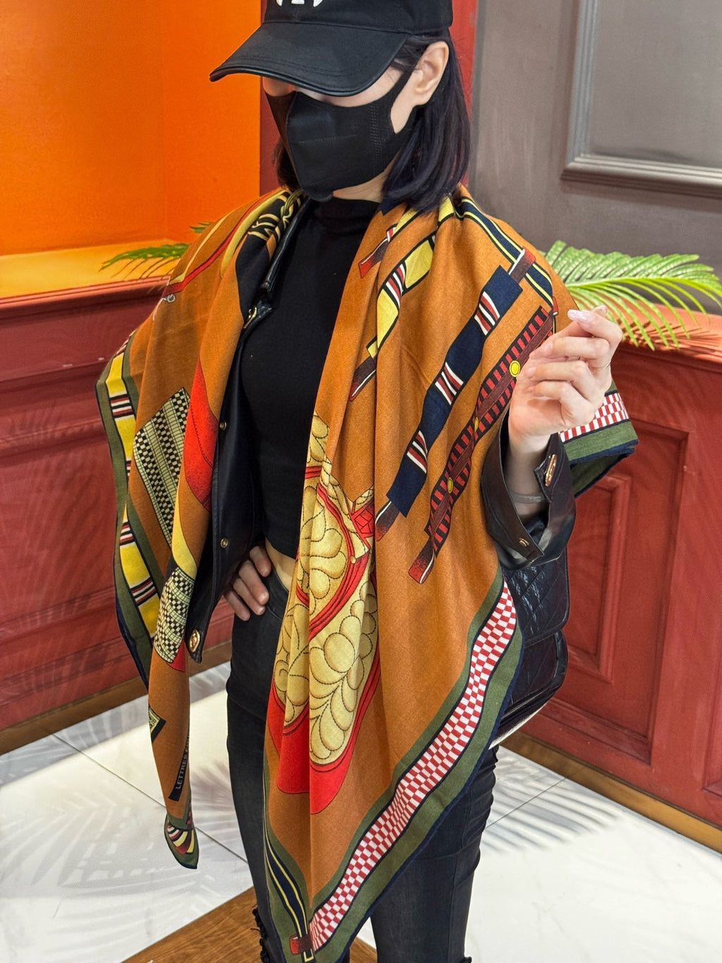 HERMES HERMES 25S SCARF 140 IN CASERE SILK 727301