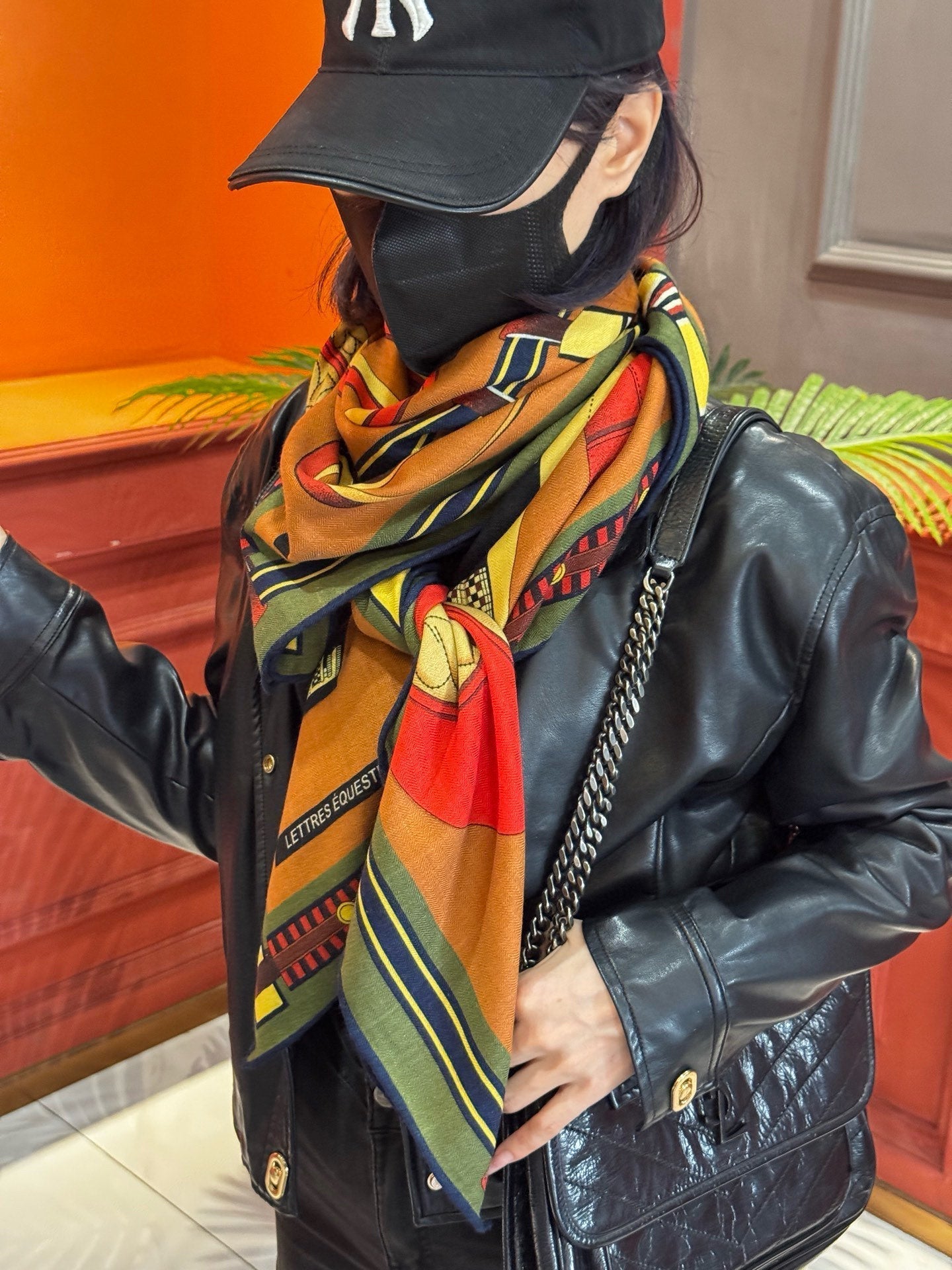 HERMES HERMES 25S SCARF 140 IN CASERE SILK 727301