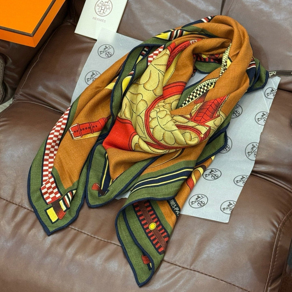 HERMES HERMES 25S SCARF 140 IN CASERE SILK 727301