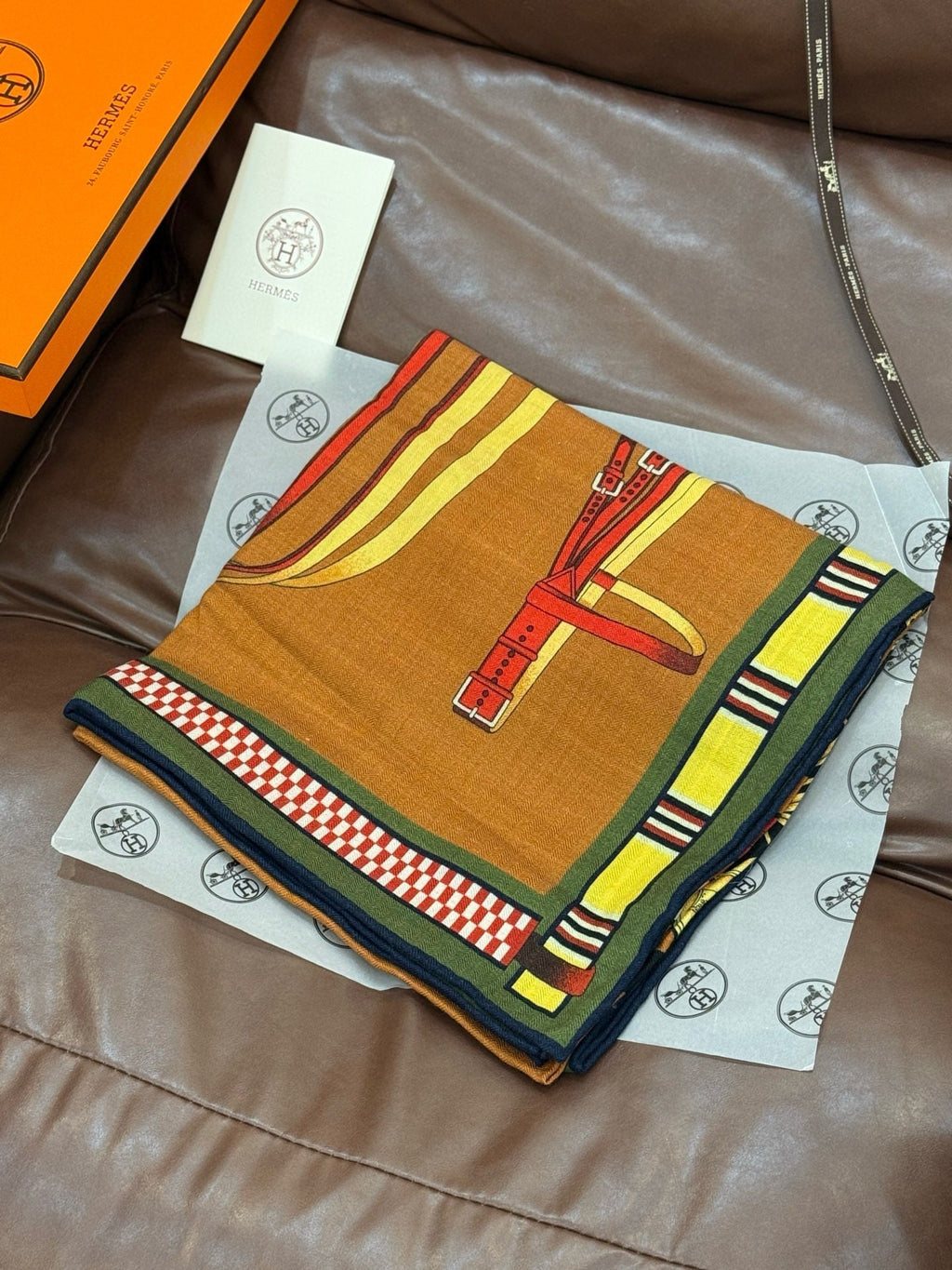 HERMES HERMES 25S SCARF 140 IN CASERE SILK 727301