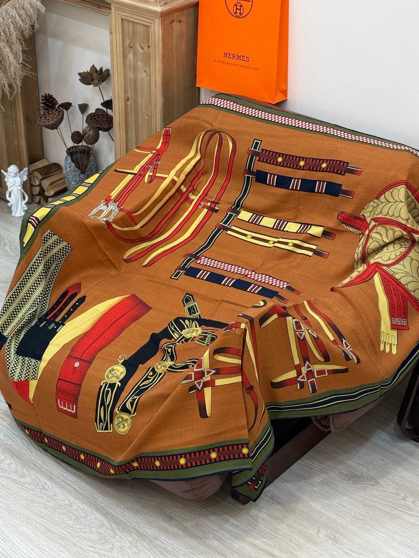 HERMES HERMES 25S SCARF 140 IN CASERE SILK 727301