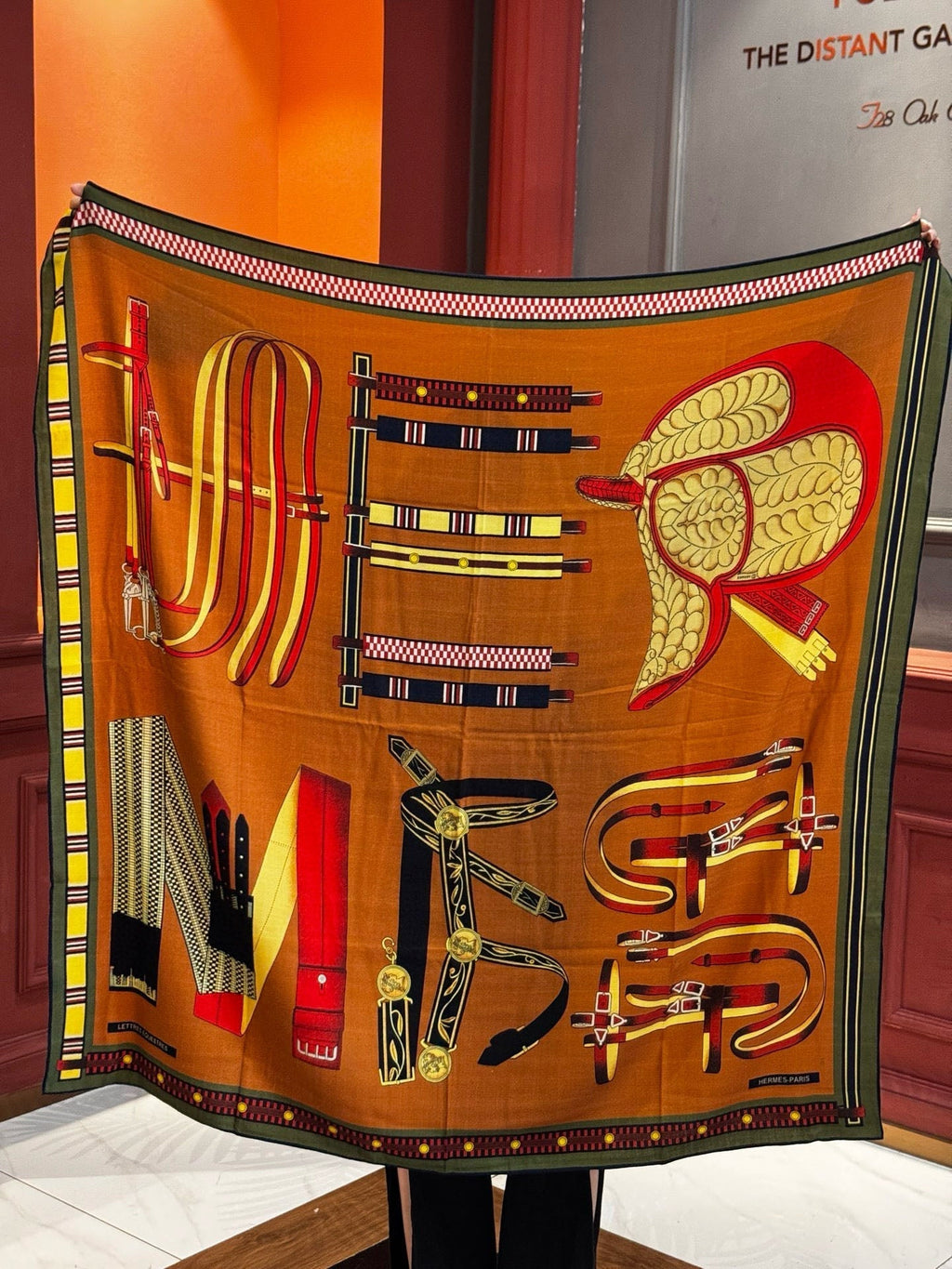 HERMES HERMES 25S SCARF 140 IN CASERE SILK 727301