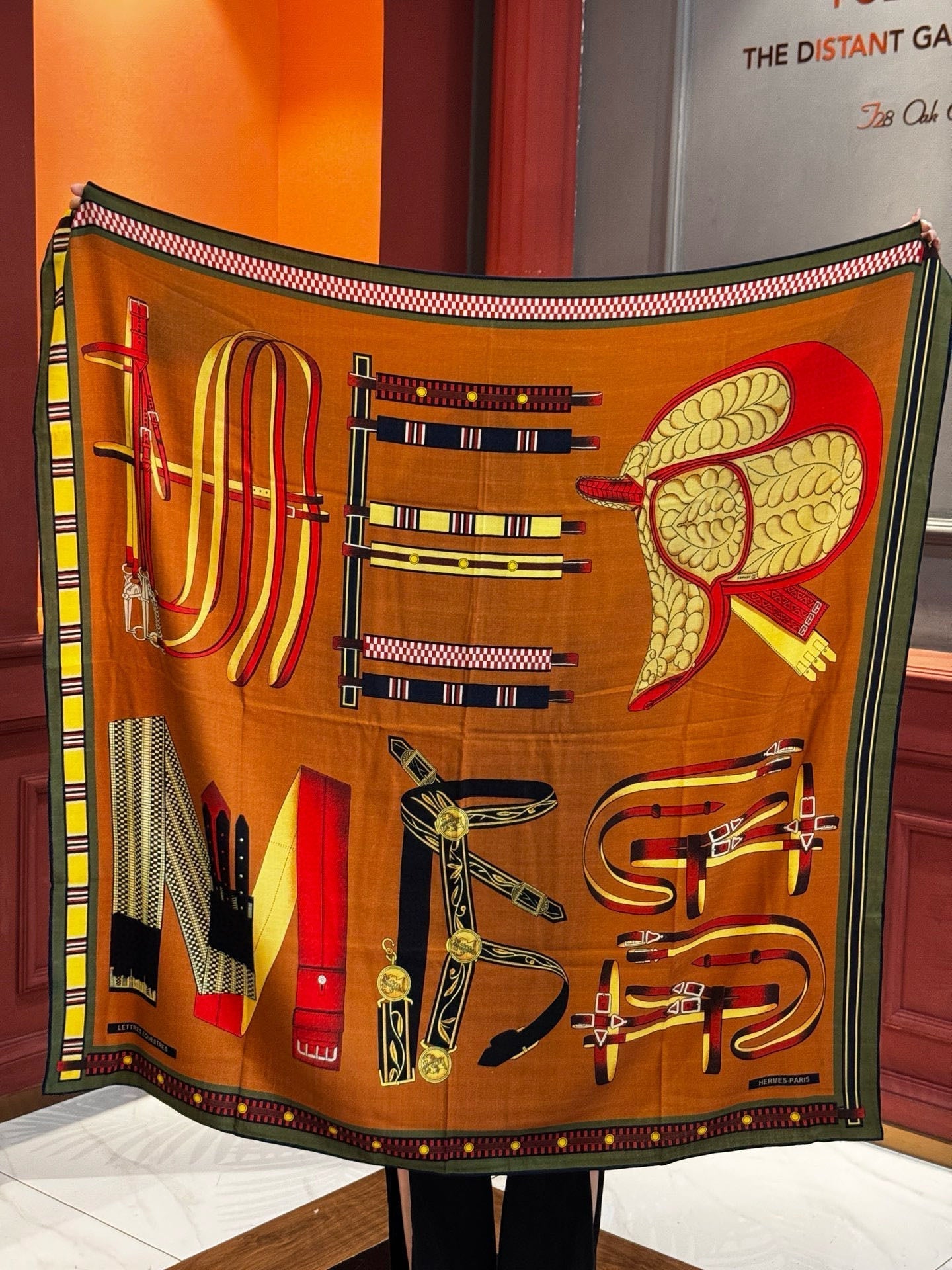 HERMES HERMES 25S SCARF 140 IN CASERE SILK 727301