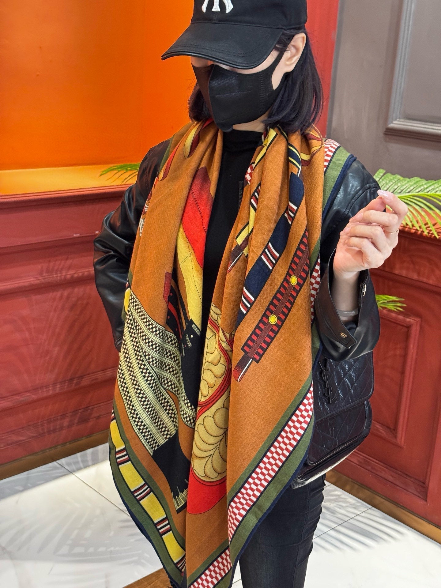 HERMES HERMES 25S SCARF 140 IN CASERE SILK 727301
