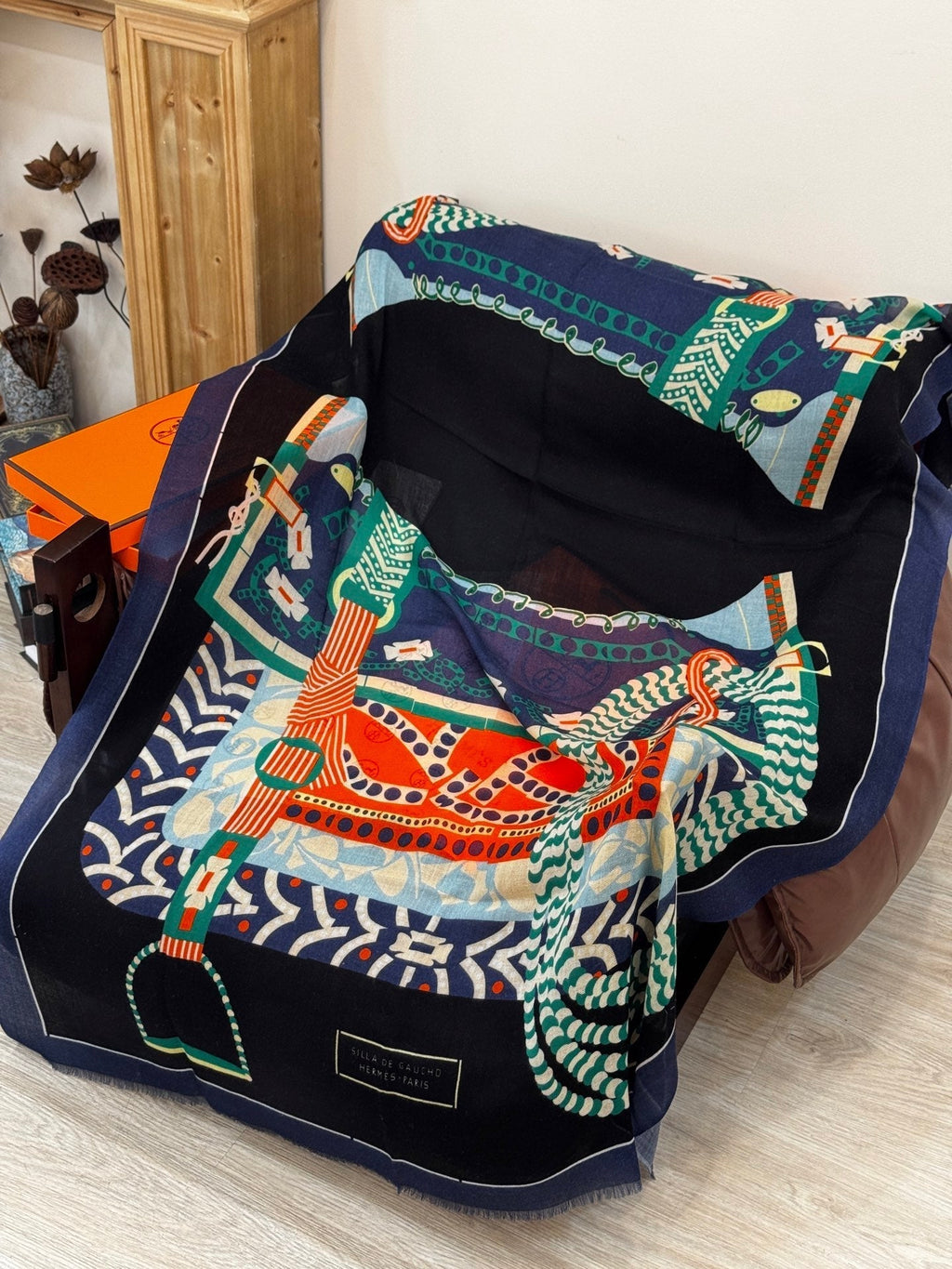 HERMES HERMES 25S SCARF 200 IN CASERE SILK 730597